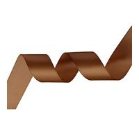 Trimming Shop Rouleaux de Ruban en Polyester satiné Double Face pour Tissu, Loisirs créatifs, nœuds pour Cheveux, Emballage Marron 15 mm x 25 m