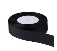 Trimming Shop Rouleaux de Ruban Polyester satiné Double Face 25 mm x 25 mètres pour Tissu, Bricolage, Artisanat, arcs, Emballage Cadeau, décorations de Mariage, Noir