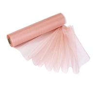 Trimming Shop Rouleaux d'organza transparent à la neige, pêche, 25 m x 29 cm, avec tissu à paillettes, parfaits comme décorations de Noël, de mariage ou de fête