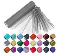 Trimming Shop Rouleaux d'organza Transparent à Neige de 25 m x 29 cm, Argent foncé avec Tissu à Paillettes, Parfaits comme décorations de Noël, de Mariage ou de fête
