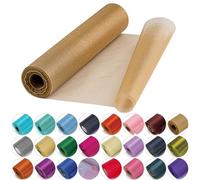 Trimming Shop - Rouleaux d'organza transparent pailleté - Décoration de Noël, mariage, fête - 29 cm x 25 m (or champagne)