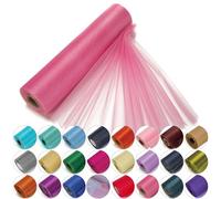 Trimming Shop Rouleaux d'organza Transparent Rose avec Tissu à Paillettes 25 m x 29 cm, Parfaits comme décorations de Noël, de Mariage ou de fête
