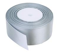 Trimming Shop Ruban Complet argenté 40 mm x 25 mètres, Satin Double Face, Couleur vive, 100% Polyester, pour l'emballage de Cadeaux, la décoration, Les Loisirs créatifs, Lavable en Machine