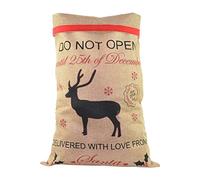 Trimming Shop Sac de Noël traditionnel vintage en toile de jute 70 x 50 cm pour cadeau de Noël par avion | Do Not Open Until 25th December Renne Père Père Noël Sac, beige