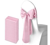 Trimming Shop Satin Sash Wedding Chair Cover Sashes Band Wider Fuller Bows Ribbon for Reception Birthday Banquet Party Decoration, 7” x 108” (18 x 274cm), Rose Bébé, 25pcs