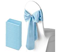 Trimming Shop Satin Sash Wedding Chair Cover Sashes Band Wider Fuller Bows Ribbon for Reception Birthday Banquet Party Decoration, 7” x 108” (18 x 274cm), Bleu Bébé, 25pcs