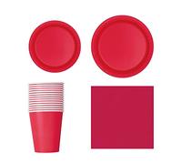 Trimming Shop Service de table jetable de 70 pièces, assiettes rondes de 17,8 cm, 20 assiettes de 22,9 cm, 16 gobelets de 255,1 g, 14 serviettes de table pour barbecues, mariages, anniversaires,