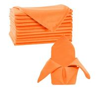 Trimming Shop Serviette de table en polyester 50 x 50 cm pour salle à manger, banquets, réceptions de mariage, galas, tissu léger et luxueux, lavable en machine, Tissu, Orange, 100
