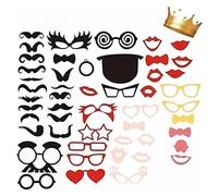 Trimming Shop Set de Moustache sur Un Bâton Photomaton Accessoires - Amusant Photographie Décoration et Accessoires pour Mariages, Noël, Anniversaire Fête - Multicolore, 50 Pcs