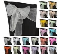 Trimming Shop Silver Organza Sashes Couverture de Chaise Couleur Assorted Couleur Fuller Bow Ruban pour Mariage, Banquet, Anniversaire, décoration d'événement, 17cm x 280cm, 50pcs