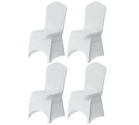 Trimming Shop Spandex Blanc Chaise Housse Tissu Extensible Amovible Lavable Protection Housses pour Mariages Banquets Cérémonie Hôtel Dîner Fêtes Décoration, 4pcs
