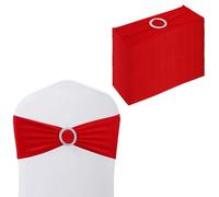 Trimming Shop Spandex Chaise Bande avec Boucle pour Chaise Housse - Élastique Écharpe pour Mariage Réception et Fête Décoration - Rouge, 25