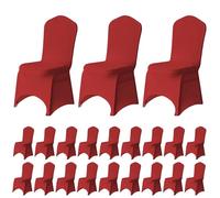 Trimming Shop Spandex Rouge Chaise Housse Tissu Extensible Amovible Lavable Protection Housses pour Mariages Banquets Cérémonie Hôtel Dîner Fêtes Décoration, 50pcs