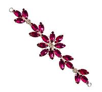 Trimming Shop Superbes écussons à coudre en strass rose vif pour robe de mariée, tenue décontractée ou formelle - 14 x 4 cm