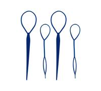 Trimming Shop Topsy Lot de 4 outils de tressage pour queue de cheval - Accessoire de coiffure pour filles et femmes - Durable - Bleu