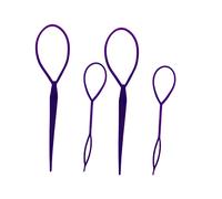 Trimming Shop Topsy Lot de 4 outils de tressage pour queue de cheval - Accessoire de coiffure pour filles et femmes - Durable - Violet