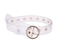 Trimming Shop Transparent 25mm Large PVC Plastique Ceinture Oeillets Passe-Fil Clouté avec Broche Boucle pour Femme Robes, Jean, Décontracté & Habillé Vêtement, Filles Accessoire Mode