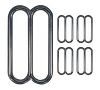 Trimming Shop Tri-glide Lot de 2 boucles coulissantes en métal à 3 barres réglables pour sangles, ceintures, vêtements, sac à main, chaussures, maroquinerie, argent, 25 mm