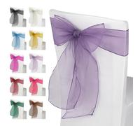 Trimming Shop Violet Organza Sashes Chaise Couverture Assorted Couleur Fuller Bow Ruban pour Mariage, Banquet, Anniversaire, EventDecoration, 17cm x 280cm, 75pcs