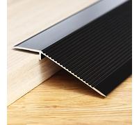 Trimold Réducteur de plancher de bande de transition de plancher d'aluminium pour la rampe de seuil de porte carrelage stratifié, hauteur de pont entre 8-40mm (0.9m x 100mm, Noir mat)