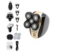 Trimonic 5 Têtes - Trimonic Tondeuse, Rasoir Électrique Homme, Rasage Crâne & Corps Avec Tondeuse Nez, Brosse Visage & Sans Fil, Recharge USB, IPX7 Étanche, Zéro Irritation