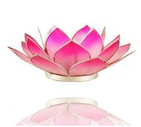Trimontium Photophore en Coquille de capiz en Forme de Fleur de Lotus - Dégradé de Couleur - Structure en Argent - Cadeau/décoration élégante