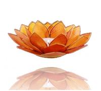 TRIMONTIUM Photophore en Forme de Fleur de Lotus à Trois Feuilles, Coquille de Capiz, Orange, 14 x 14 x 8 cm