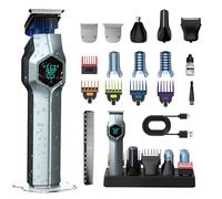 TRIMX Tondeuse à barbe pour homme, têtes de rechange magnétiques à clipser et station de charge, tondeuse à cheveux sans fil étanche IPX7, kit de toilettage pour moustache/corps/visage/oreille/nez