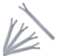 Trimz 20 cm (~ 20,3 cm) Fermeture Éclair avec butée One Way 4 mm Dents X 5 pcs, Polyester, Gris, 20 x 4 x 1 cm