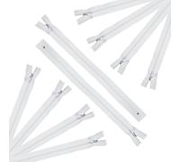 Trimz Lot de 10 Fermetures éclair unidirectionnelles Blanches de 60 cm avec Dents de 4 mm, Polyester, 60 cm