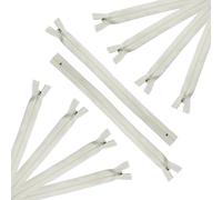 Trimz Lot de 10 Fermetures éclair unidirectionnelles Crème 60 cm avec Dents de 4 mm, Polyester, 60 cm