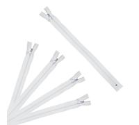 Trimz Lot de 5 Fermetures éclair unidirectionnelles Blanches de 50 cm avec Dents de 4 mm, Polyester, 50 cm