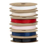 Trimz Lot de bobines de ruban gros-grain - 5 m (6 couleurs) - 10 mm - Rouge, bleu marine, noir, ivoire, rose, blanc
