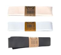 Trimz Ruban gros-grain neutre Essentials - 25 mm x 3 m - Noir, blanc, ivoire