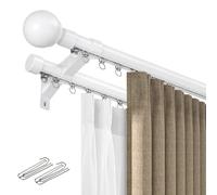 Tringle à double voie de 1 à 6 m en aluminium blanc pour système de draperie, polyvalente et parfaite pour la décoration de la maison