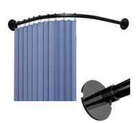 Tringle à Rdeau de Douche d'angle,Tringle à Rideau de Douche en Forme de L Extensible pour Salle De Bain,Barre Rideau Douche Incurvée Noire pour Magasin de Vêtements (Size:70-95m x 70-95cm,Color:Bla