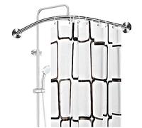 Tringle à Rdeau de Douche D'angle ,Tringle à Rideau de Douche en Forme de L Extensible pour Salle De Bain ,Barre Rideau Douche Incurvée Noire pour Magasin de Vêtements (Size:90-130*90-130cm,Color:Sliv