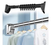 Tringle à Rideau 410CM-500CM, Barre de Douche, 360CM-450CM, Tringle télescopique sans perçage pour Salle de Bain, Placard, Armoire, Porte, Cuisine, 33 mm de diamètre(Couleur:Noir,Taille:410cm-500cm)