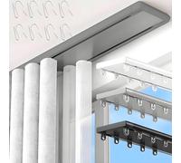 Tringle à rideau coulissante silencieuse - Tringle de montage au plafond à double voie pour salon et chambre à coucher - 5,6 m - Gris - Séparateur de pièce polyvalent, facile à installer, longueurs
