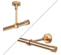Tringle à rideau cuivre antique, 200 cm, 1 voie, 19 mm, métal, fixation au mur ou au plafond, Embout droit
