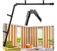 Tringle à rideau d'angle de fenêtre - 2,5 cm - Robuste - En forme de L - Réglable de 91,4 à 345,4 cm - Avec connecteur à 180° - Tringle à rideaux coudée à monter soi-même - Pour baie vitrée, fenêtre