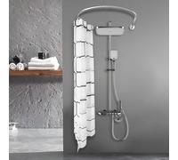 Tringle à rideau de douche - 2,4 m x 1,8 m - En acier inoxydable - En forme de U - Avec barre pour vestiaire et baignoire - Extensible de 0,9 à 1,3 m - Sans perçage