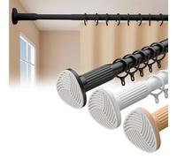 Tringle à rideau de douche acier inoxydable de 40 à 500 cm, Barre de Rideau sans Percage, Robuste tringle douche télescopique pour salon, chambre à coucher, salle de bain, balcon(Noir,40-55cm)