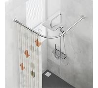 Tringle à Rideau De Douche En Acier Inoxydable 304 En Forme De L, Barre De Douche Angle Universelle Argent 120 X 120 Cm, Installation Sans Perçage, Pour Salle De Bain, Magasin De Vêtements