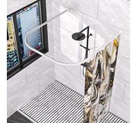 Tringle à rideau de douche en forme de U (deux côtés : 80-120 cm, milieu : 88-110 cm) Support de tringle à rideau de douche réglable en acier inoxydable 304 pour salle de bain Blanc