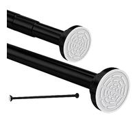 Tringle à rideau de douche extensible de 120 à 215 cm en acier inoxydable sans perçage, barre de tension antidérapante, ne rouille pas, ne s'effondre pas pour armoire, rideau de cuisine, noir
