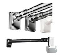 Tringle à rideau de douche extensible et résistante sans perçage pour portes et fenêtres, plateau de cartes inclus (argenté, 310 à 400 cm)