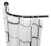 Tringle à rideau de douche extensible incurvée en forme de L - Sans perçage - En acier inoxydable - Réglable - 100-160 cm x 60-80 cm - Sans affaissement - Durable et élégante