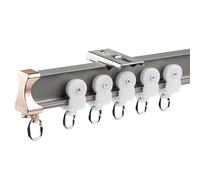 Tringle à rideau de douche flexible en aluminium pour camping-car - Courbe et pliable - Gris - 1,6 m - 2 x 80 cm - Idéal pour les camping-cars et les mobil-homes