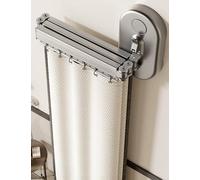 Tringle à Rideau de Douche Pliable sans Percage avec Double Ventouses | Barre de Rideau de Douche Angle en Forme de L/U, Rideaux de Douche Anti Moisissure/Imperméable, Angle Réglable(D,200 CM)